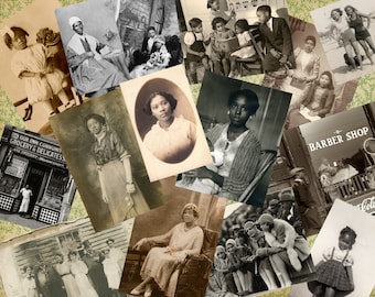 Vintage African American Photos Bundle Paper Pack tintype 1800's clip art instant download collage journal scrapbooking