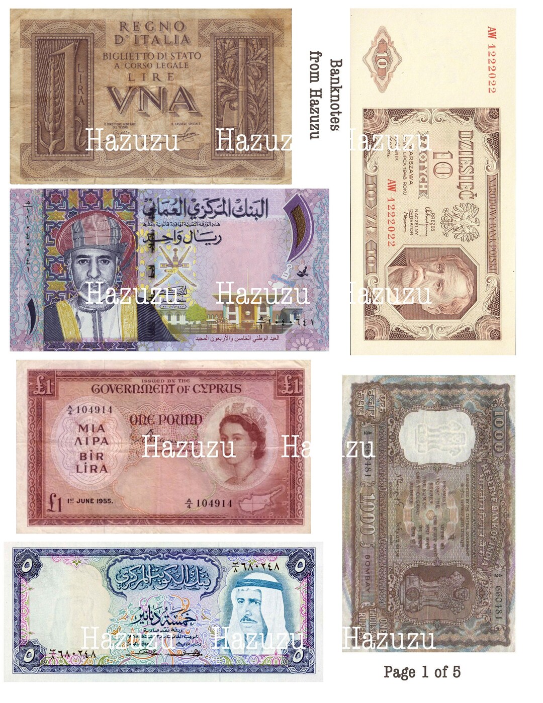 Banknotes Currency Money Ephemera Printable Paper Pack Bundle Instant ...