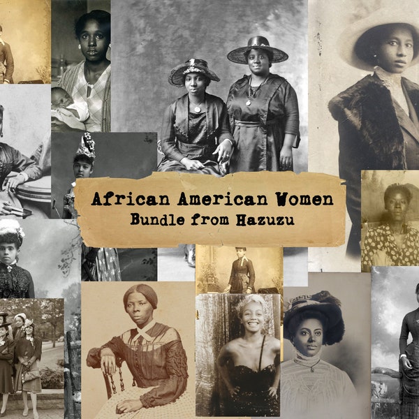 African American Women Vintage Photos Bundle Paper Pack tintype 1800's clip art instant download collage journal scrapbooking