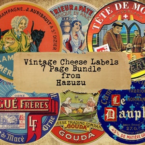 Old Cheese Labels Bundle vintage antique Printable Paper Pack gouda Papel moneda suizo descarga instantánea collage digital junk journal