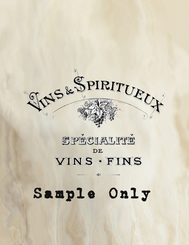 Old French Wine & Spirits Logo vintage PNG digital stamp instant download collage journal scrapbook image 2