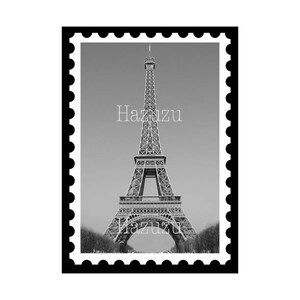 Eiffel Tower Stamp París francés arte de correo postal PNG ephemera sello digital descarga instantánea collage diario scrapbook