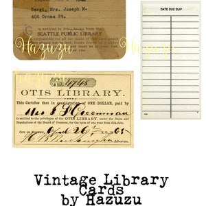 Vintage Library Cards Bundle Ephemera Printable Paper instant download digital collage junk journal scrapbooking image 6