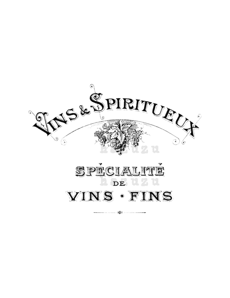 Old French Wine & Spirits Logo vintage PNG digital stamp instant download collage journal scrapbook image 1