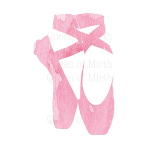 Watercolor Ballet Shoes PNG clip art pink dance dancer ballerina transparent background digital stamp instant download collage journal