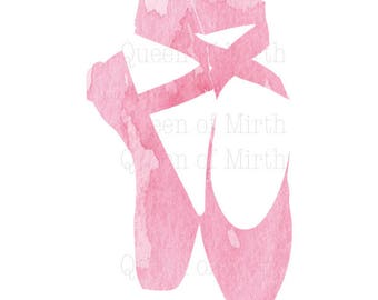 Watercolor Ballet Shoes PNG clip art pink dance dancer ballerina transparent background digital stamp instant download collage journal