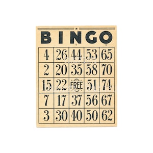 Vintage Bingo Card PNG ephemera game clip art vintage antique instant download mixed media collage junk journal scrapbooking