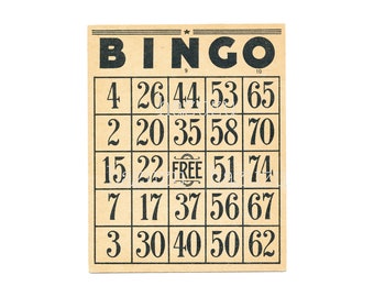 Vintage Bingo Card PNG ephemera game clip art vintage antique instant download mixed media collage junk journal scrapbooking