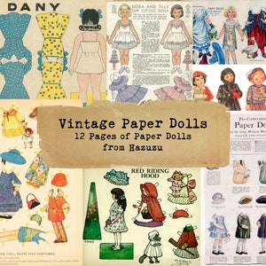 Vintage Paper Dolls Bundle Paper Pack Girl Doll Child Printable Toys Collage Sheet descargar el scrapbooking digital girl's junk journal scrapbooking