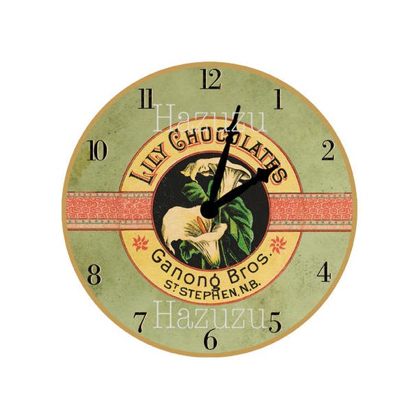 ANTIQUE CLOCK chocolate advertising PNG clip art transparent background digital stamp instant download collage journal scrapbooking