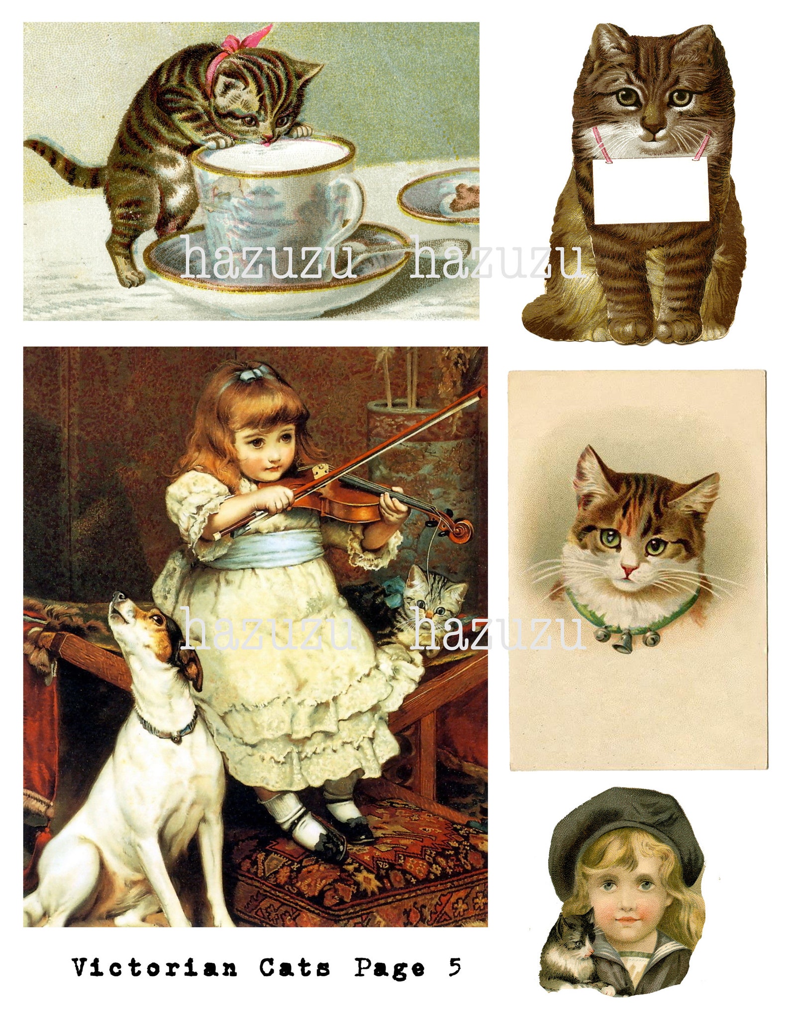 VICTORIAN CATS Bundle Printable Ephemera Kittens Vintage Paper Etsy