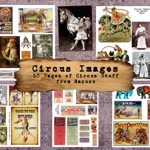 CIRCUS Paper Pack Bundle Printable Clown Tickets Collage Sheet Ephemera instant download digital collage junk journal scrapbooking image 3