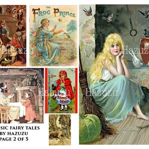 CLASSIC FAIRY TALES Printable Collage Sheet Stories Red Riding Hood Cinderella Bundle digital descarga collage chatarrería chatarrería