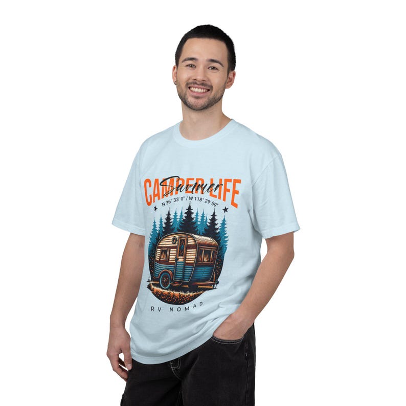 T-shirt med husvagnsmotiv | T-shirt med vintagemotiv Chambray