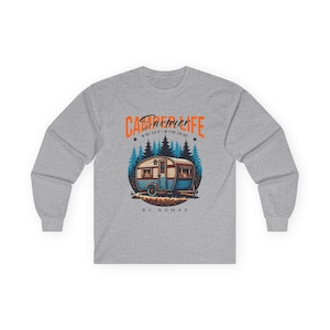 Camper Life RV Nomad Tee | Vintage Travel Trailer Long Sleeve T-Shirt Ash