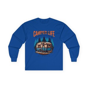 Camper Life RV Nomad Tee | Vintage Travel Trailer Long Sleeve T-Shirt Royal