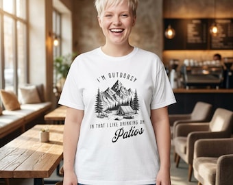 Outdoorsy T-Shirt | Mountain Tent, Patio Humor Graphic Tee DTG