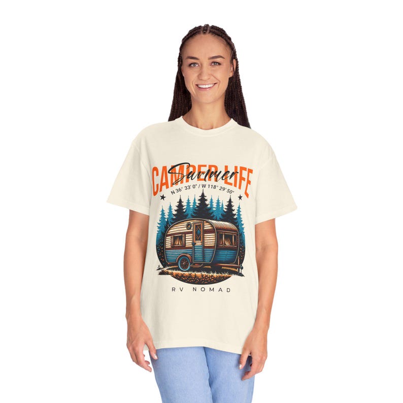 T-shirt med husvagnsmotiv | T-shirt med vintagemotiv Ivory