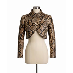 Conjunto de chaqueta con estampado de serpiente y vestido largo de terciopelo para mujer imagen 4