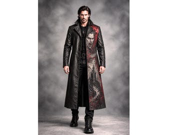 Gothic-Ledermantel im viktorianischen Stil für Herren, Dracula-Halloween-Kostüm