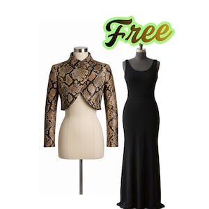Conjunto de chaqueta con estampado de serpiente y vestido largo de terciopelo para mujer imagen 3
