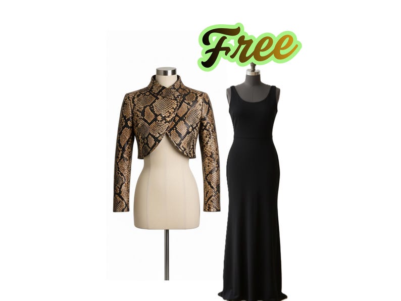 Conjunto de chaqueta con estampado de serpiente y vestido largo de terciopelo para mujer imagen 3