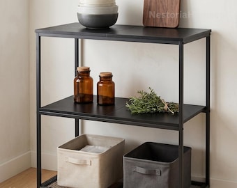 Kitchen Island Table with 3 Shelves | Kitchen Shelf with Large Table | Wood Kitchen Table | Kitchen Furniture
