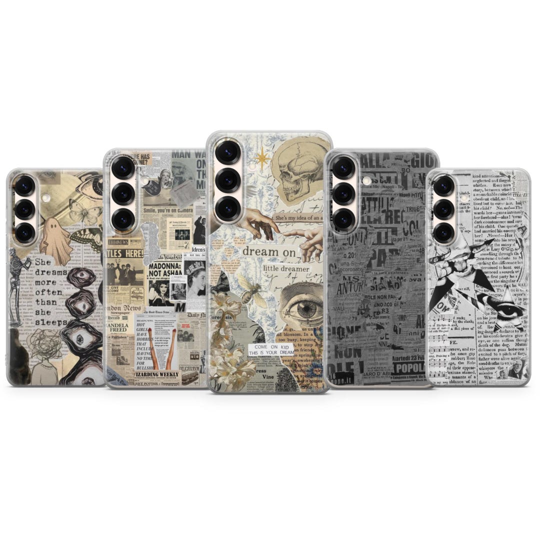 Phone Case Epaper Grunge Newspaper Collage Phone Case – Cover for iPhone 17 Air 16e 15 ...