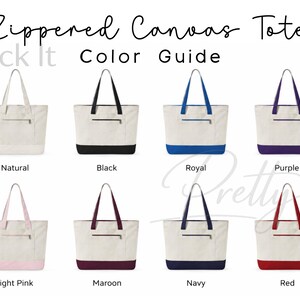 Zippered Canvas Tote Bag Color Guide Template, Q-Tees Q1300 Color Chart (PNG, JPG, Digital Download)