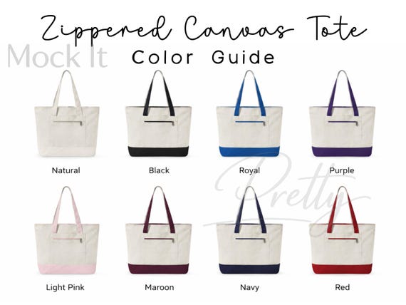 Zippered Canvas Tote Bag Color Guide Template, Q-Tees Q1300 Color Chart (PNG, JPG, Digital Download)