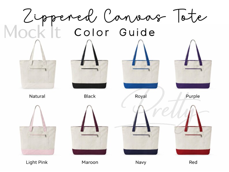 Zippered Canvas Tote Bag Color Guide Template, Q-Tees Q1300 Color Chart (PNG, JPG, Digital Download)
