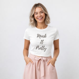 Cloud Dancer Baby Tee Mockup, Women's Crop Top Mockup (PNG, JPG)