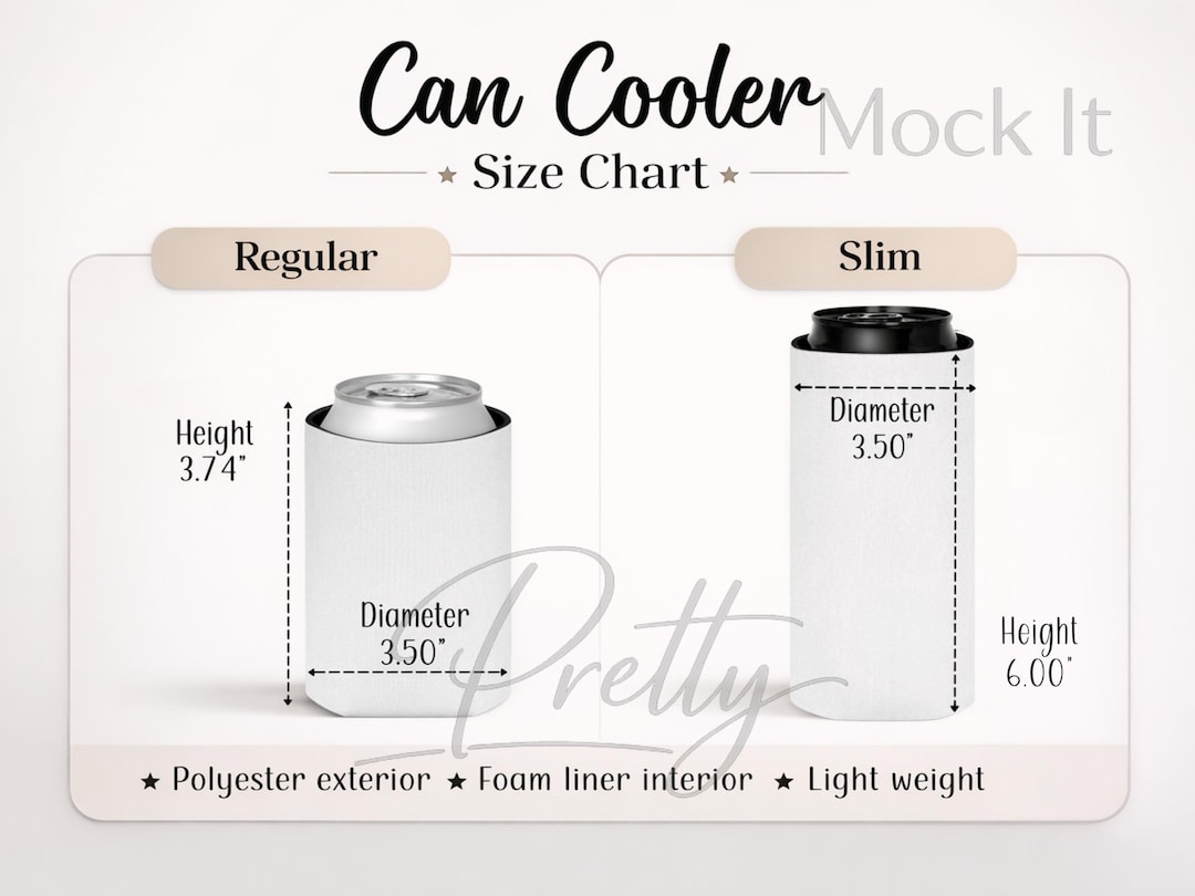 Can Cooler Size Chart Guide - 2 Sizes (digital Files, PNG, JPG) - Etsy
