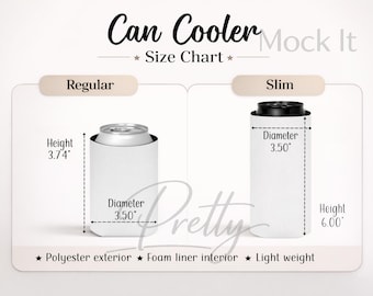 Can Cooler Size Chart Guide - 2 Sizes (Digital Files, PNG, JPG)