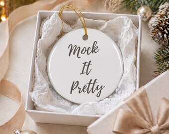 Round Ceramic Ornament Mockup, Gift Box Styling Image (Digital File)