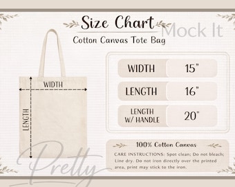 Tote Bag Size Chart, Liberty Bags OAD113 Template (PNG, JPG, Digital Download)