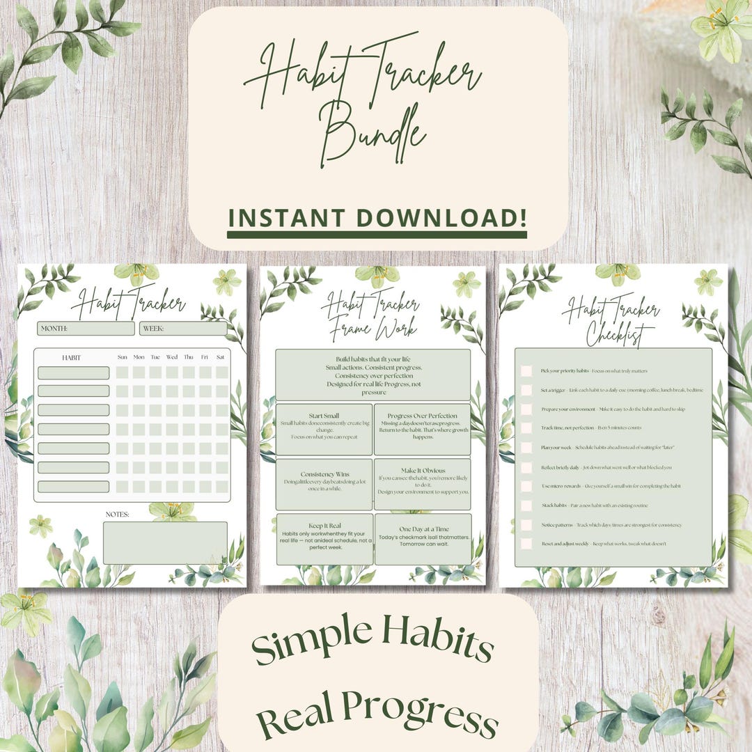 ADHD Weekly Habit Tracker Bundle | Goal Planner & Productivity Task ...