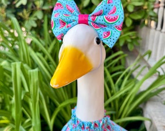 Watermelon Dress & Bow 23” Porch Goose Outfit | Lawn Goose Spring Clothes Summer Outfit for 23” Goose Statue
