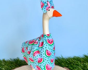 Watermelon Dress & Bow 7” Desk Goose Outfit | Goose Spring Clothes Summer Outfit for 7 inch Mini Desk Goose