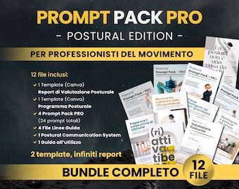 Posture Report Template in Canva + Posture Program | Bundle for Posturologists | 24 Prompts PRO