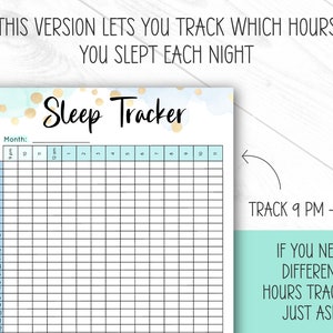 Pode incluir: Um rastreador de sono imprim&iacute;vel com um fundo de aquarela azul claro e dourado. O rastreador &eacute; projetado para rastrear as horas de sono das 21h &agrave;s 11h. O texto "Sleep Tracker" est&aacute; escrito em fonte cursiva preta. O texto "Month:" est&aacute; escrito em preto. O rastreador tem 22 linhas e 14 colunas. As colunas s&atilde;o rotuladas com as horas das 21h &agrave;s 11h. As linhas s&atilde;o rotuladas com os n&uacute;meros de 1 a 22.