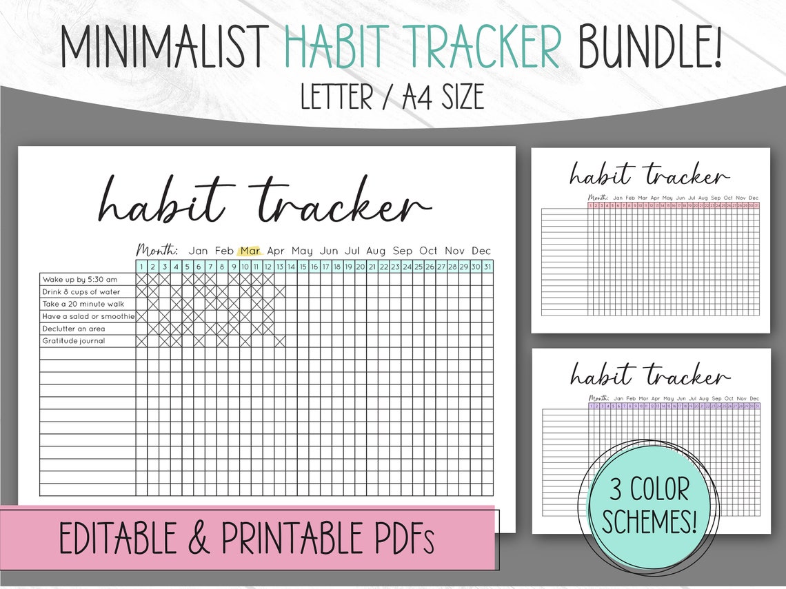 Habit Tracker Printable Editable Habit Tracker Printable - Etsy