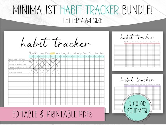 Habit Tracker Printable, Editable, Habit Tracker, Printable Habit Tracker, Habit Journal, Monthly Habit Tracker, Habits Printable, Simple!