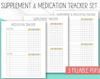 Supplement, Medication Tracker, EDITABLE, PRINTABLE, Supplement Tracker, Meds Tracker, Health and Wellness, Meds List, Track Medications