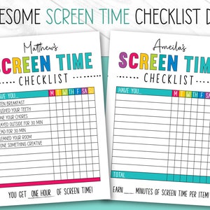 Screen Time Checklist,  EDITABLE, Screen Time Chore Chart, Screen Time Tracker, Screen Time, Chore Checklist, Chore List, For Kids