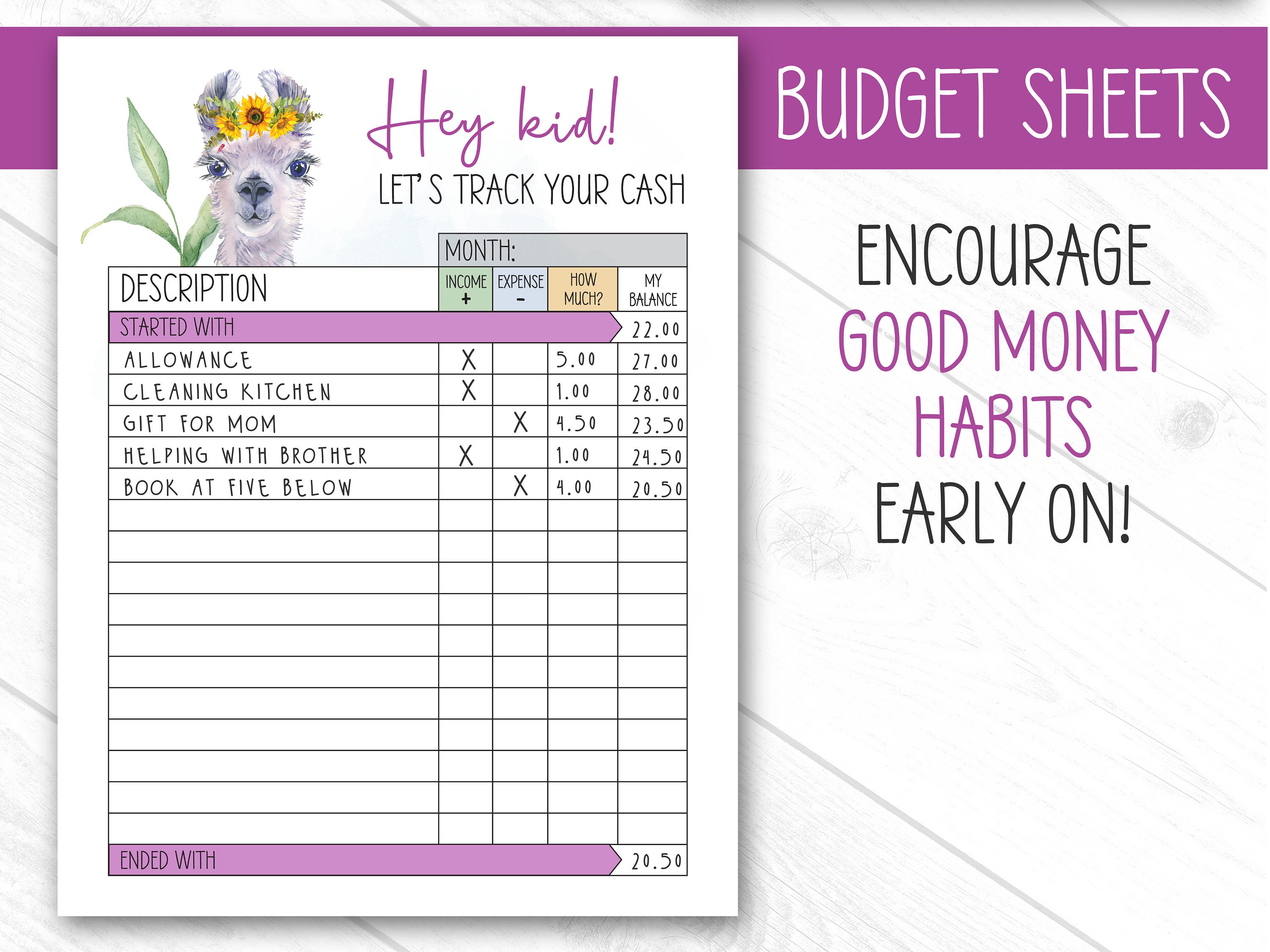 Kids Money Tracker PRINTABLE Savings Tracker Kids Money | Etsy