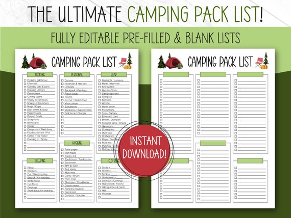 Camping Packing List PLUS Expert Camping Storage Ideas - Printable!