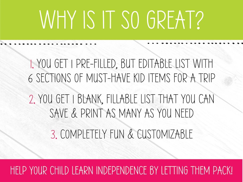 May include: A graphic with text that reads "WHY IS IT SO GREAT?" and lists the benefits of a product. The text includes "pre-filled, but editable list," "blank, fillable list," and "completely fun & customizable."