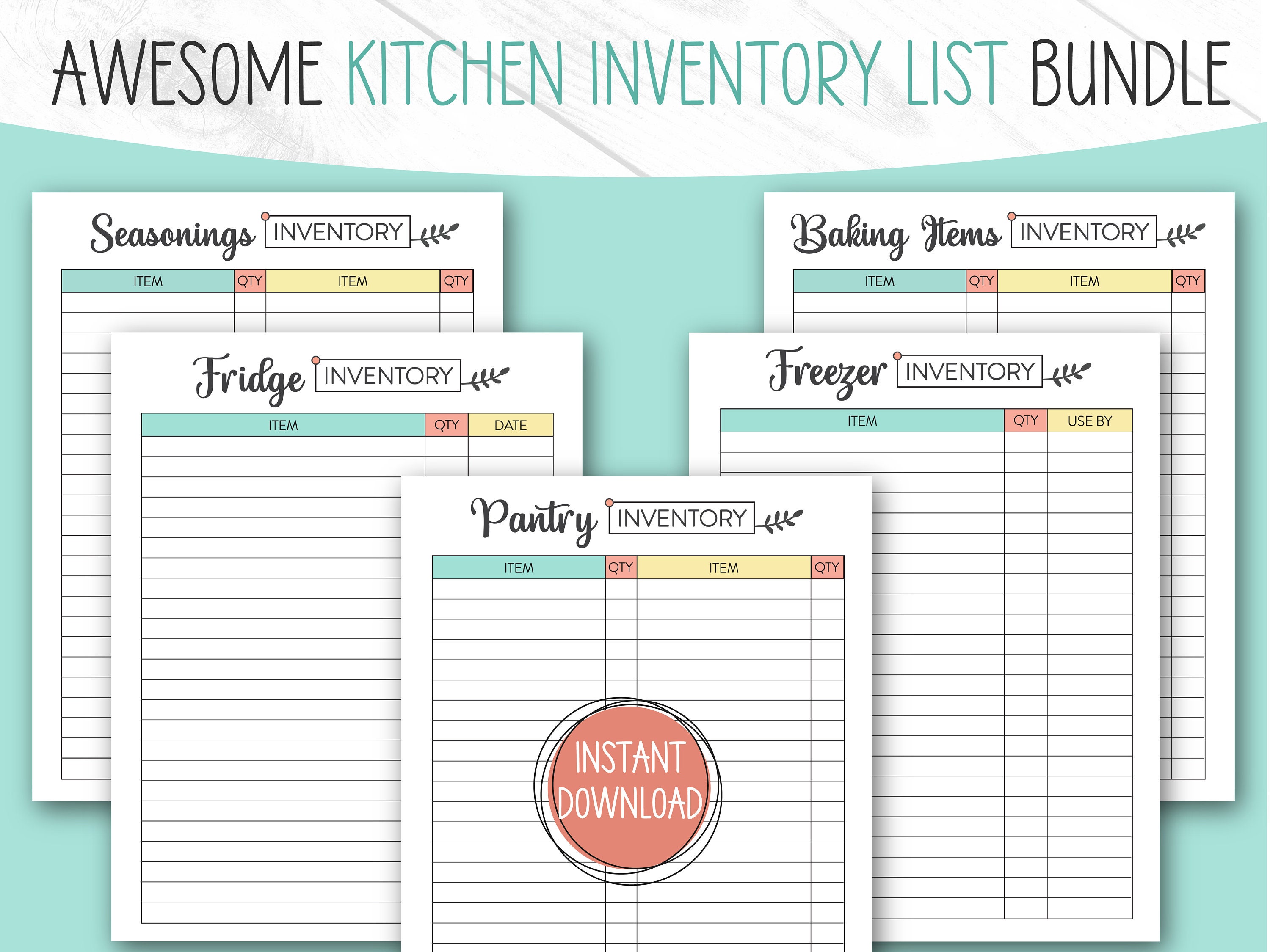 The Ultimate Kitchen Inventory Lists Bundle for Fridge, Pantry and ...