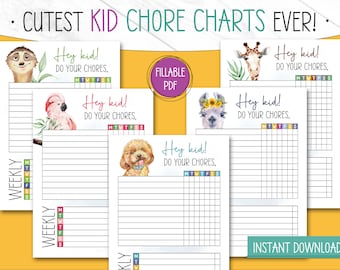 Chore Chart, Chore Chart for Kids, PRINTABLE, EDITABLE, Printable Chore Chart, Kids Chore Chart Editable, Chore Printable, Chore List